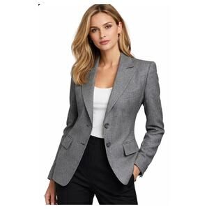 Armani Collezioni Wool/Silk  Houndstooth Double Breasted Blazer Sz 14